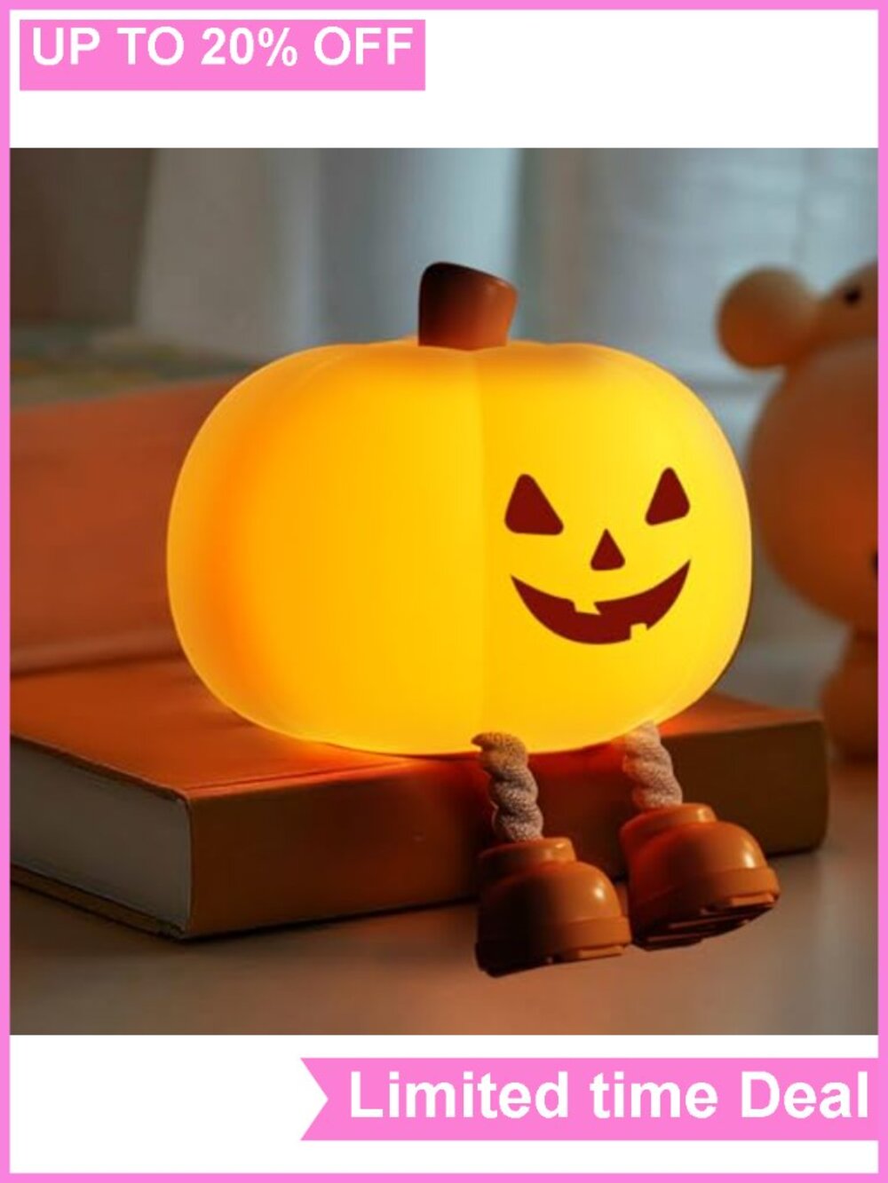 Squishy Pumpkin Night Light Rechargeable Silicone Kids Nursery Lamp